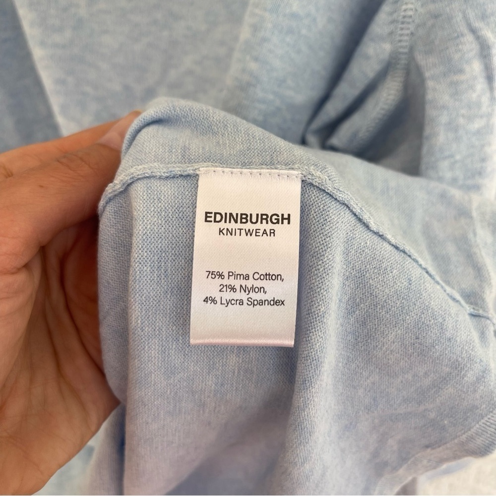 NEW Edinburgh Knitwear Classic Crew with 3/4 Sleeves Blue EK0375 Size XL NWT - Picture 6 of 6